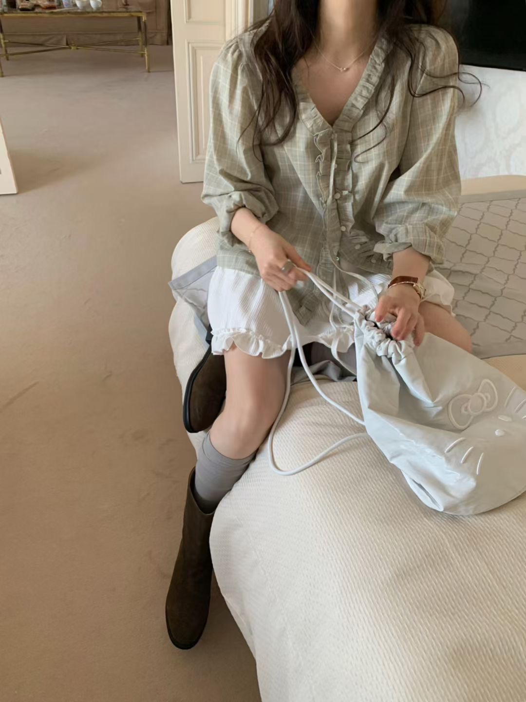 PYT-ot東大門代購女士新品職業休閑時尚26春夏襯衫蕾絲衫pretty young thing襯衫/蕾絲衫