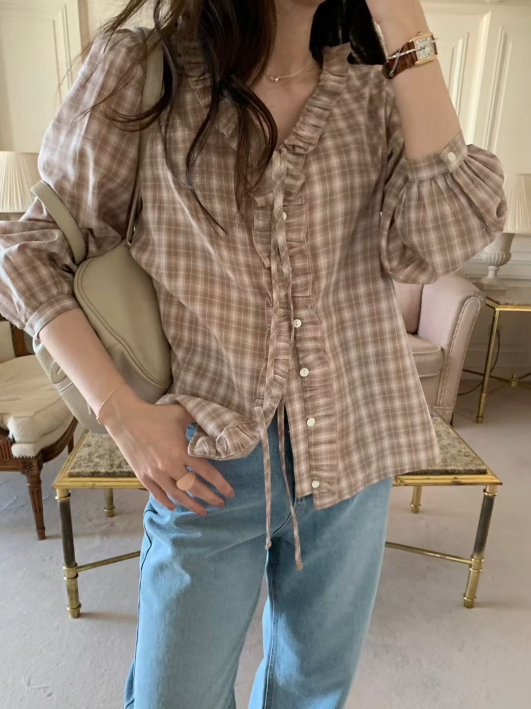 PYT-ot東大門代購女士新品職業休閑時尚26春夏襯衫蕾絲衫pretty young thing襯衫/蕾絲衫圖色1