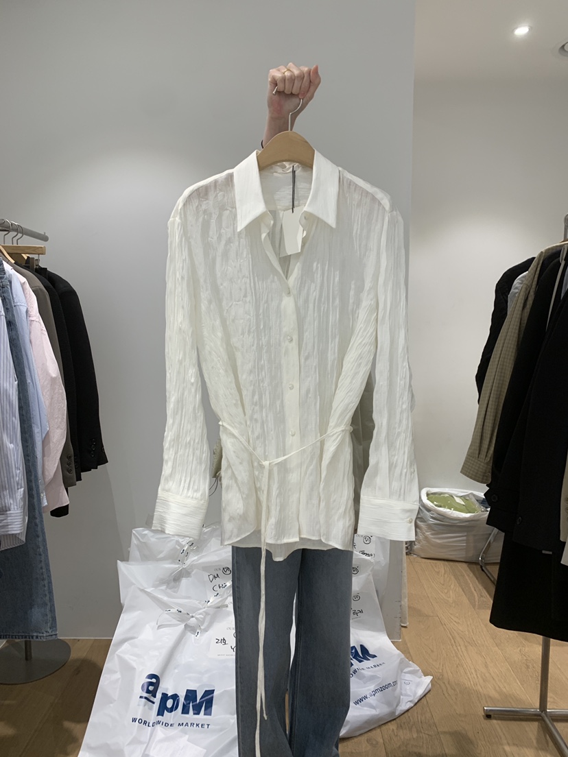 OUR-A/NOVAE韓國直郵女士新品推薦人氣襯衫蕾絲衫含腰繩OUR/NOVAE襯衫/蕾絲衫圖色2