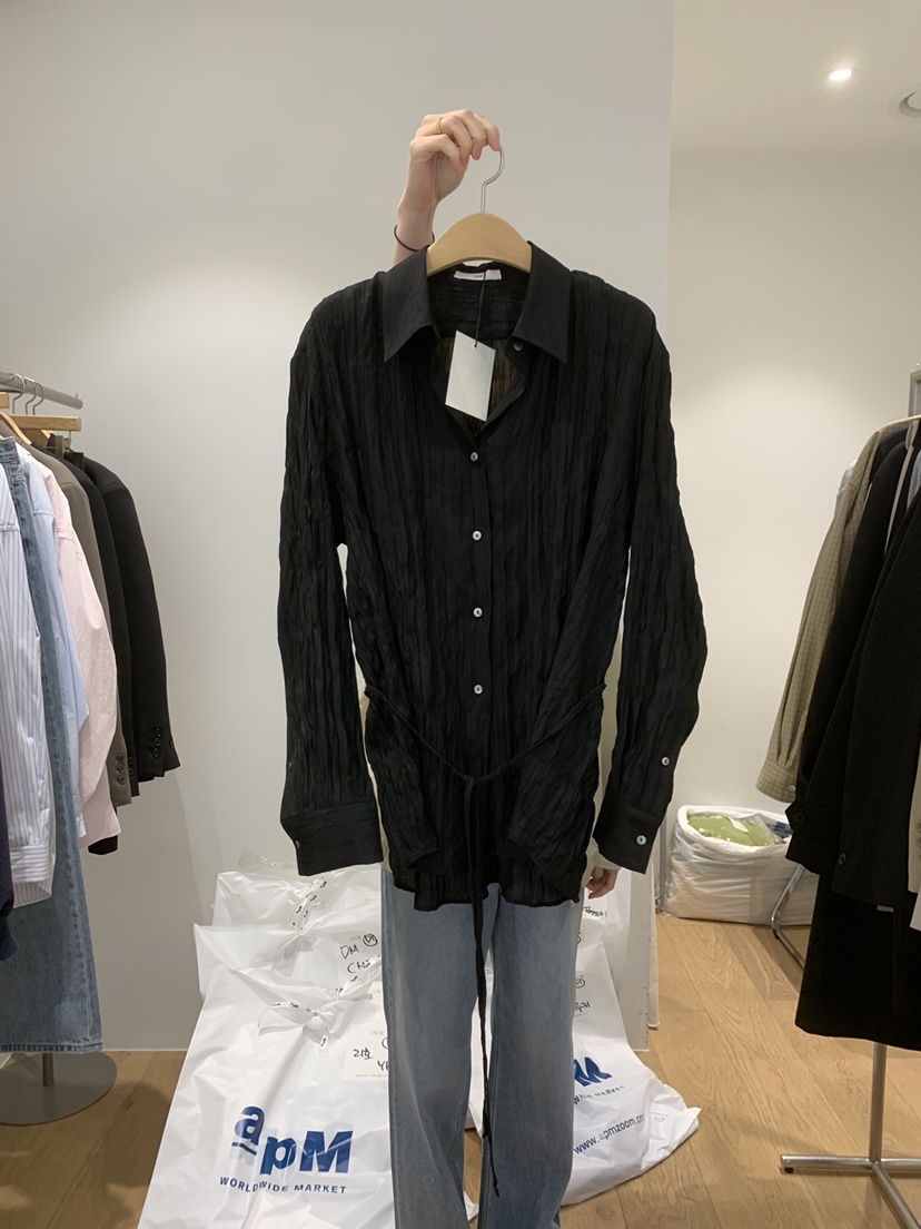 OUR-A/NOVAE韓國直郵女士新品推薦人氣襯衫蕾絲衫含腰繩OUR/NOVAE襯衫/蕾絲衫圖色3