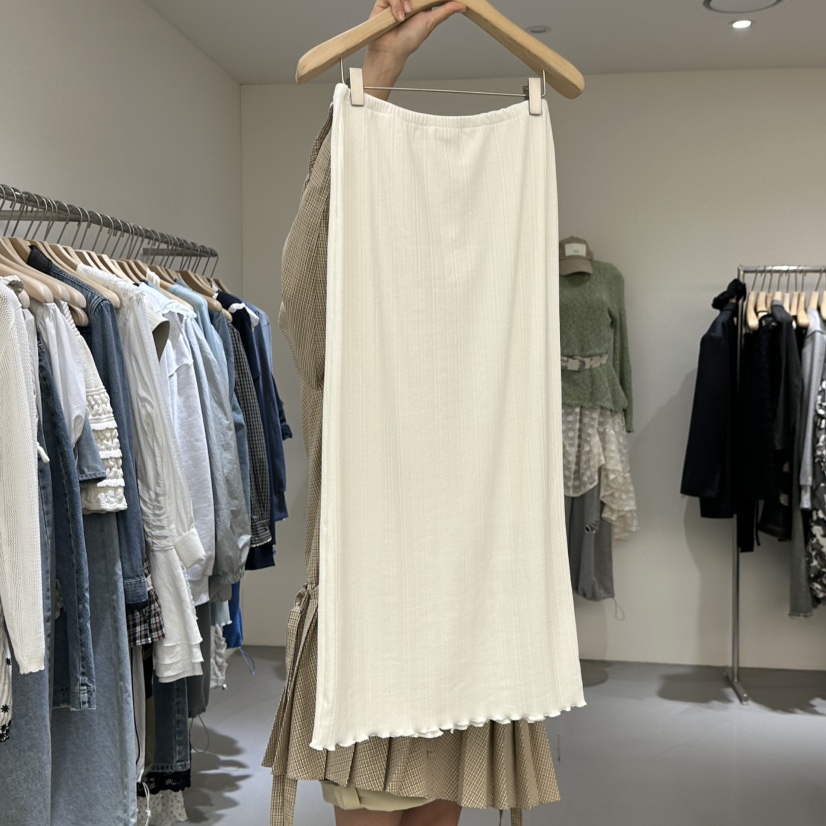 VAULT韓國東大門直郵女裝新款職業熱賣時尚休閑長裙紐扣羅紋VAULT長裙