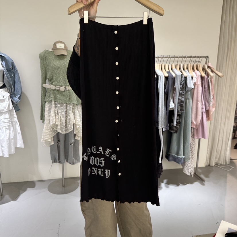 VAULT韓國東大門直郵女裝新款職業熱賣時尚休閑長裙紐扣羅紋VAULT長裙圖色2