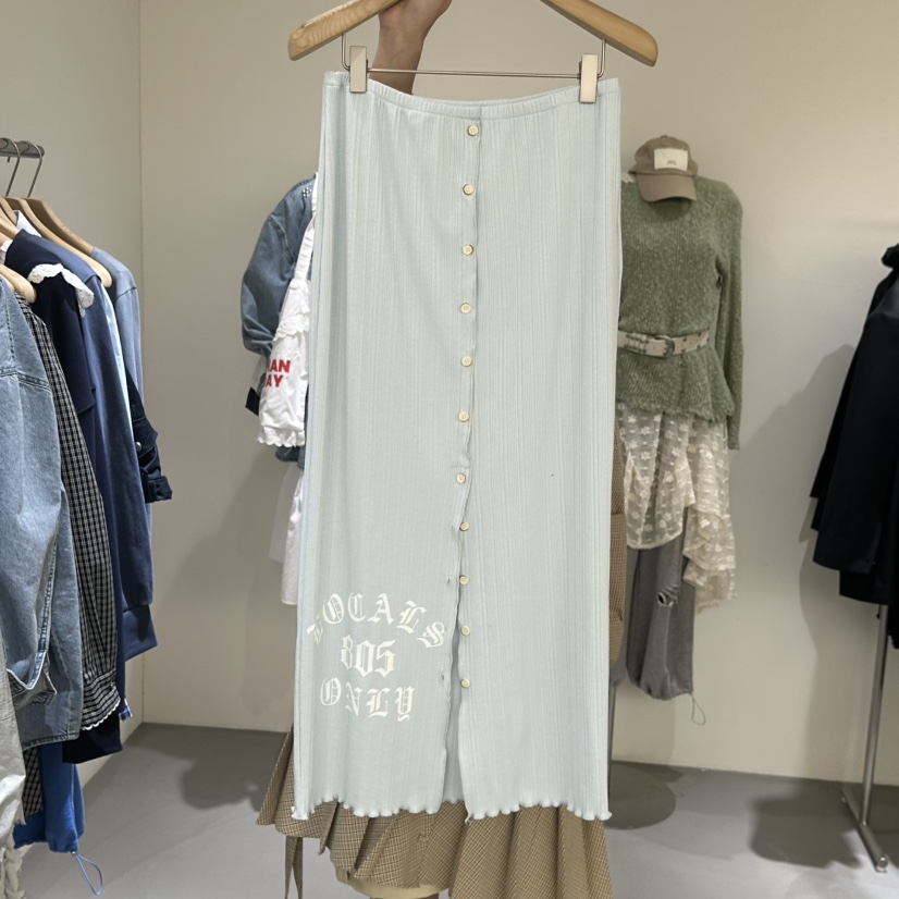 VAULT韓國東大門直郵女裝新款職業熱賣時尚休閑長裙紐扣羅紋VAULT長裙圖色3