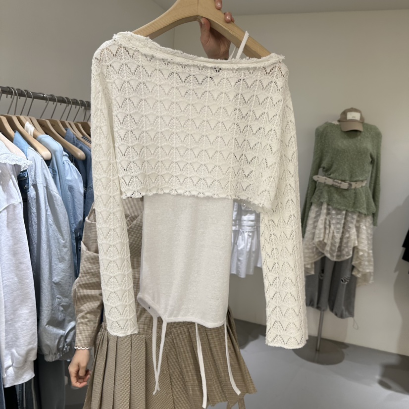 VAULT韓國代購女裝新款休閑時尚26春夏人氣針織衫短款針織VAULT針織衫