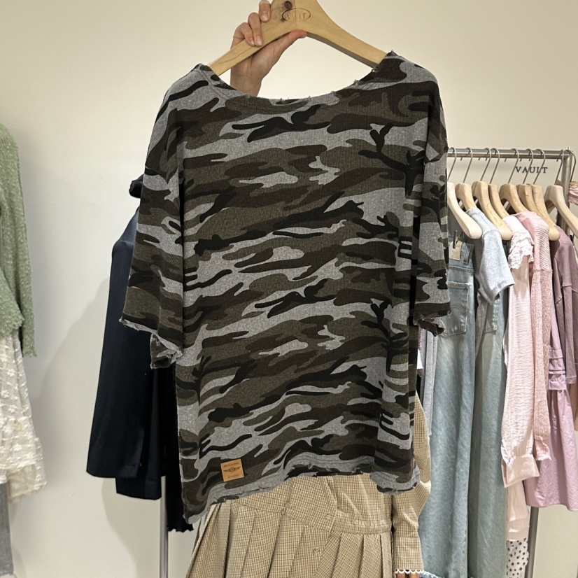 VAULT韓國代購女士新品人氣職業熱賣休閑推薦26春夏T恤迷彩VAULTT恤圖色2