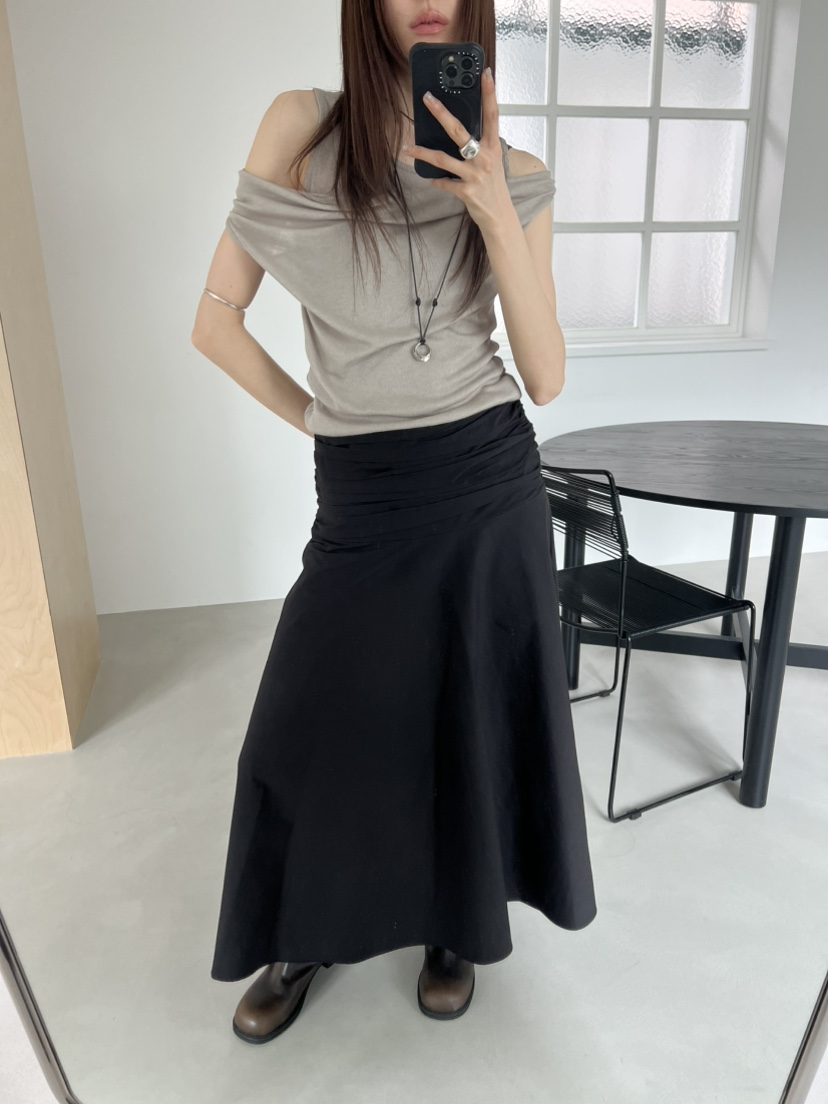 NOVUS韓國直郵實拍女士新款休閑熱賣推薦時尚26春夏職業長裙NOVUS長裙