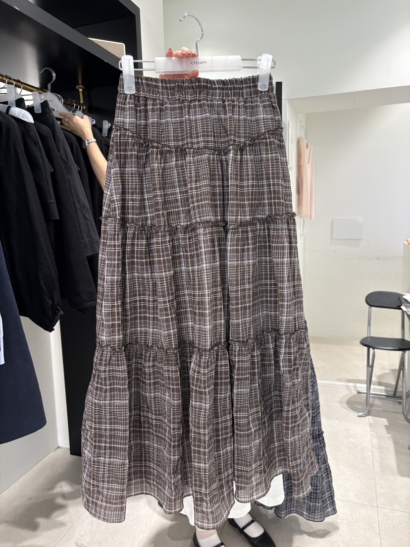 CREAM-P韓國直郵實拍女士新款26春夏職業時尚人氣長裙格子CREAM-P長裙圖色1