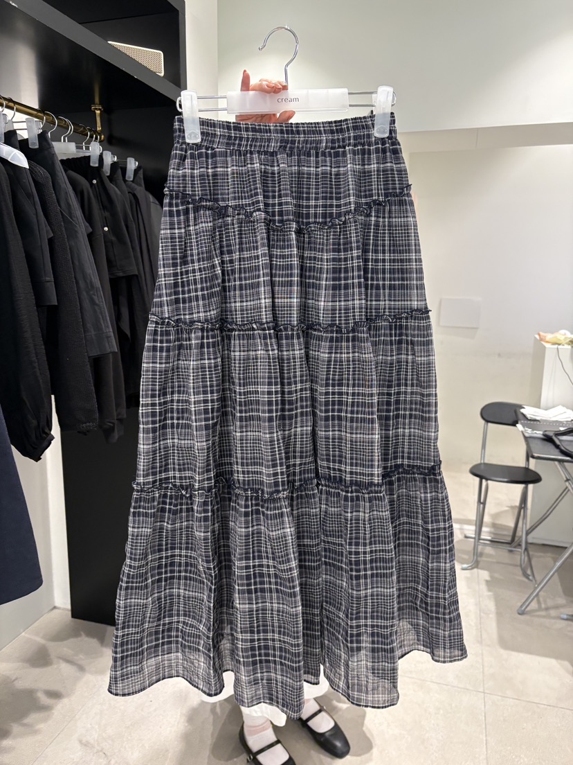 CREAM-P韓國直郵實拍女士新款26春夏職業時尚人氣長裙格子CREAM-P長裙圖色2