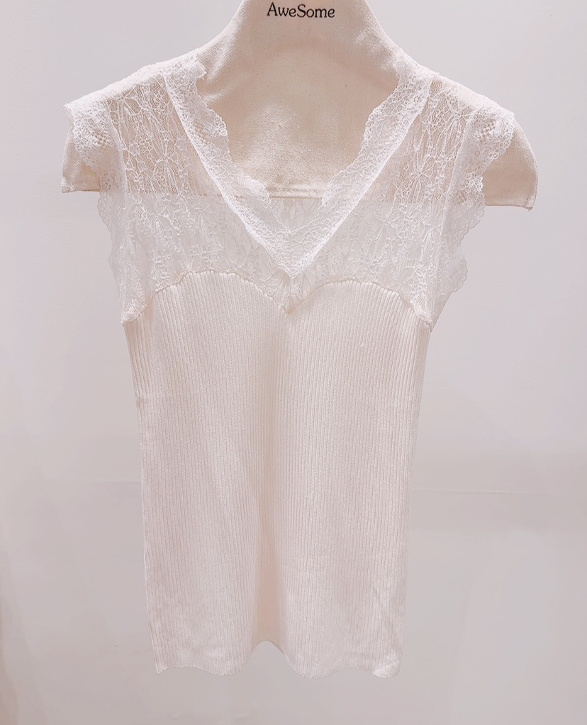 AWESOME-P韓國代購女士新款人氣時尚熱賣26春夏吊帶背心蕾絲AWESOME-P吊帶/背心圖色1