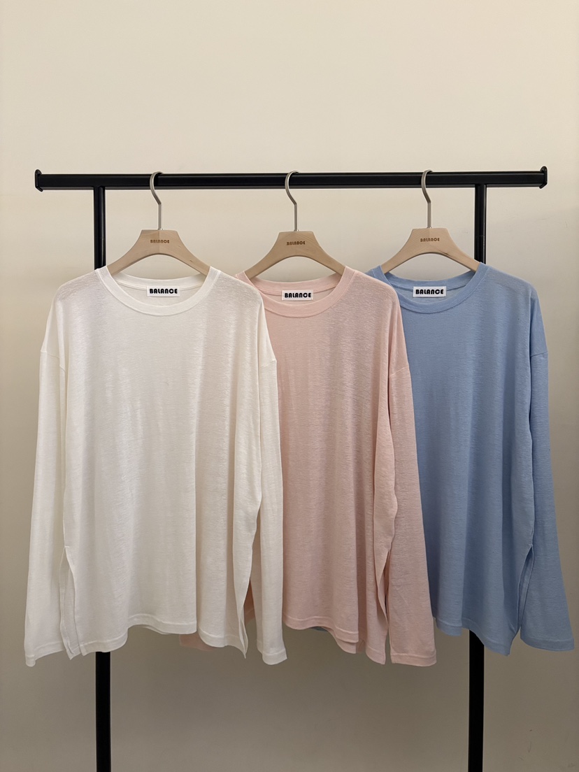 BALANCE韓國直郵實拍女裝新款推薦26春夏休閑長袖T恤亞麻布BALANCE長袖T恤