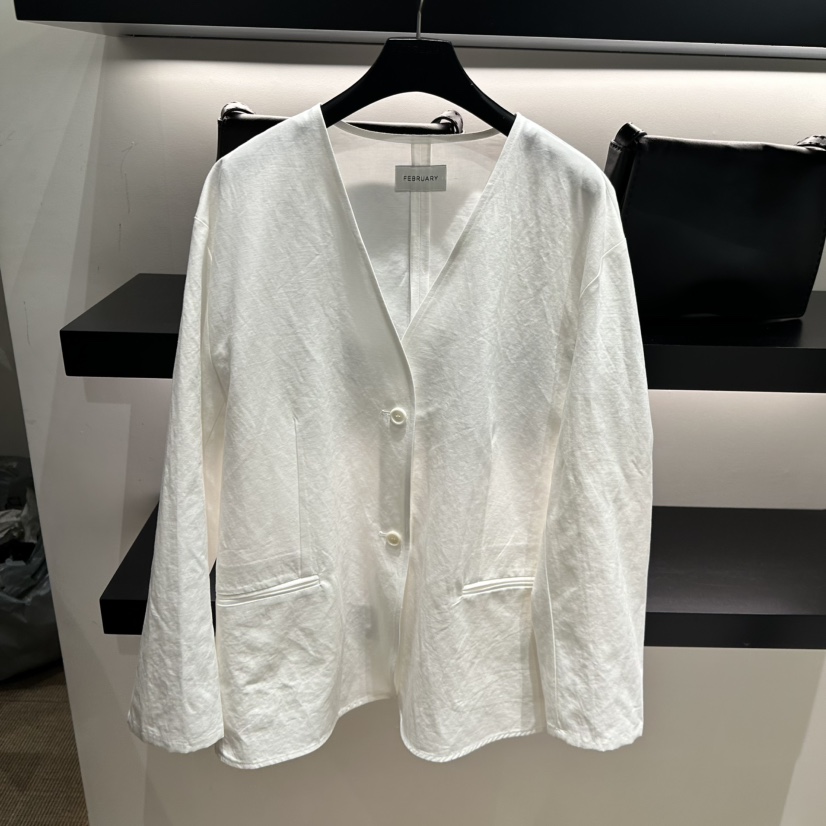 FEBRUARY 11韓國東大門直郵女士新品推薦26春夏夾克V領亞麻FEBRUARY 11夾克圖色1