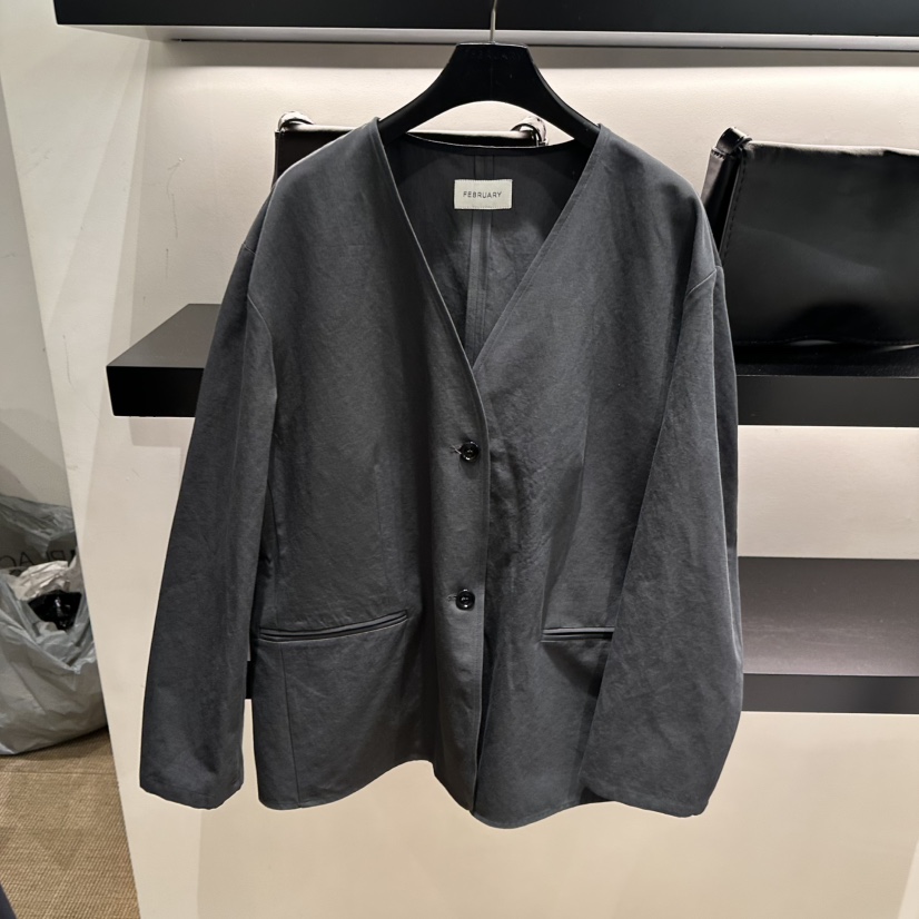 FEBRUARY 11韓國東大門直郵女士新品推薦26春夏夾克V領亞麻FEBRUARY 11夾克圖色2