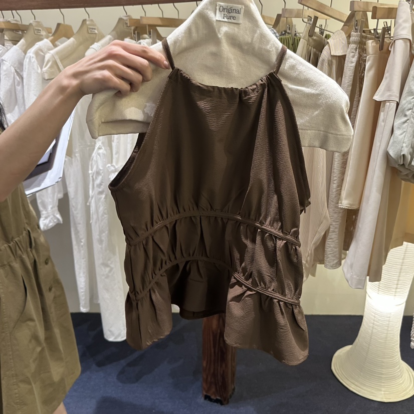 FURE韓國東大門代購女士新款熱賣時尚26春夏吊帶背心褶皺FURE吊帶/背心圖色2