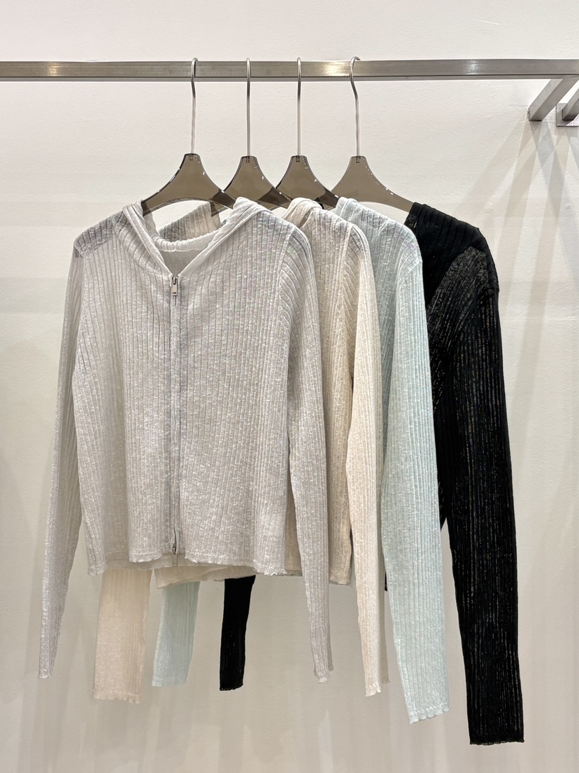 CICI韓國東大門直郵女士新品時尚休閑針織衫連帽衫拉鏈透明Ci Ci針織衫