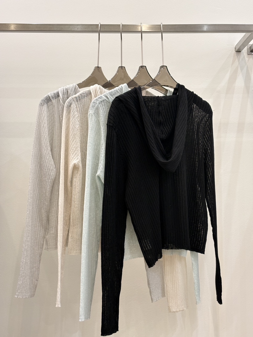 CICI韓國東大門直郵女士新品時尚休閑針織衫連帽衫拉鏈透明Ci Ci針織衫