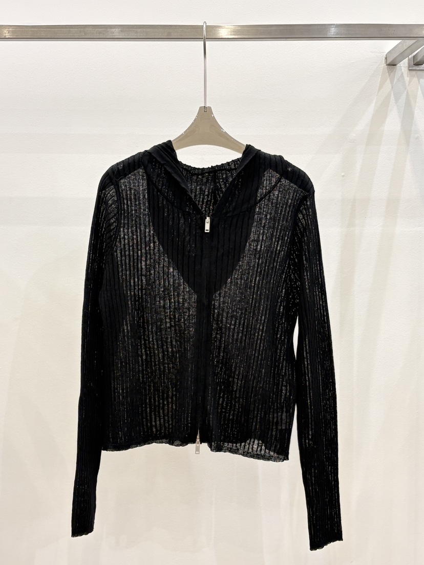 CICI韓國東大門直郵女士新品時尚休閑針織衫連帽衫拉鏈透明Ci Ci針織衫圖色4