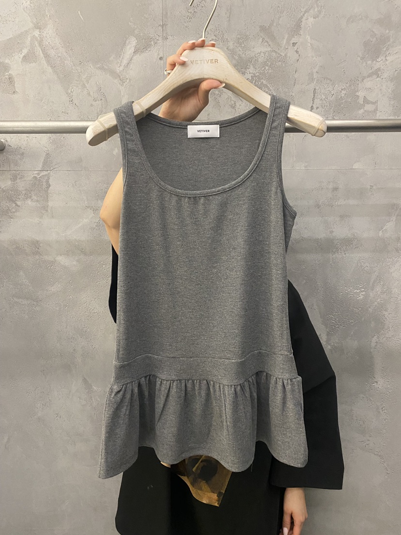 THE VETIVER-A韓國直郵實拍女裝新款休閑吊帶背心荷葉邊VETIVER吊帶/背心圖色2