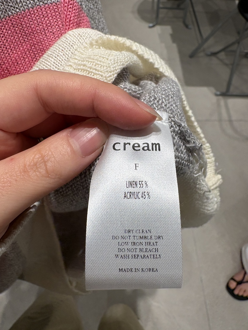 CREAM-P韓國代購女裝新款時尚熱賣推薦26春夏針織衫亞麻條紋CREAM-P針織衫