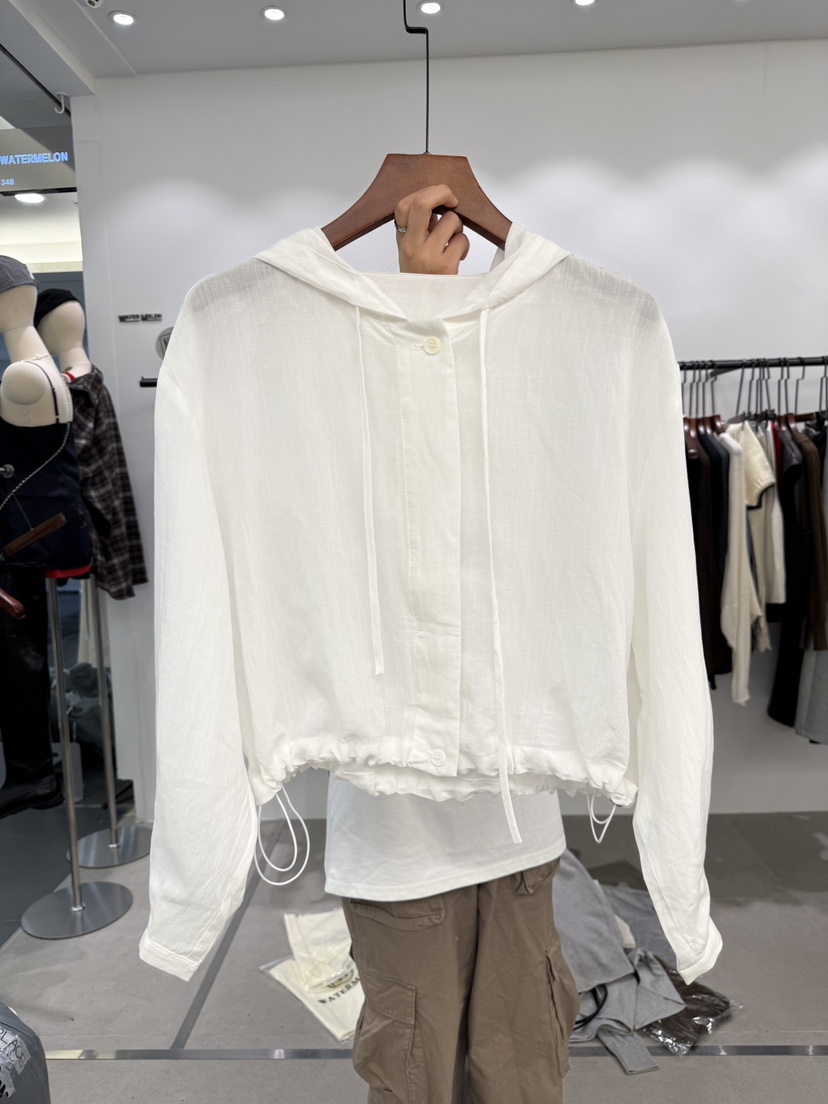 WATERMELON韓國直郵實拍女士新款推薦人氣夾克連帽衫亞麻WATER MELON夾克圖色1