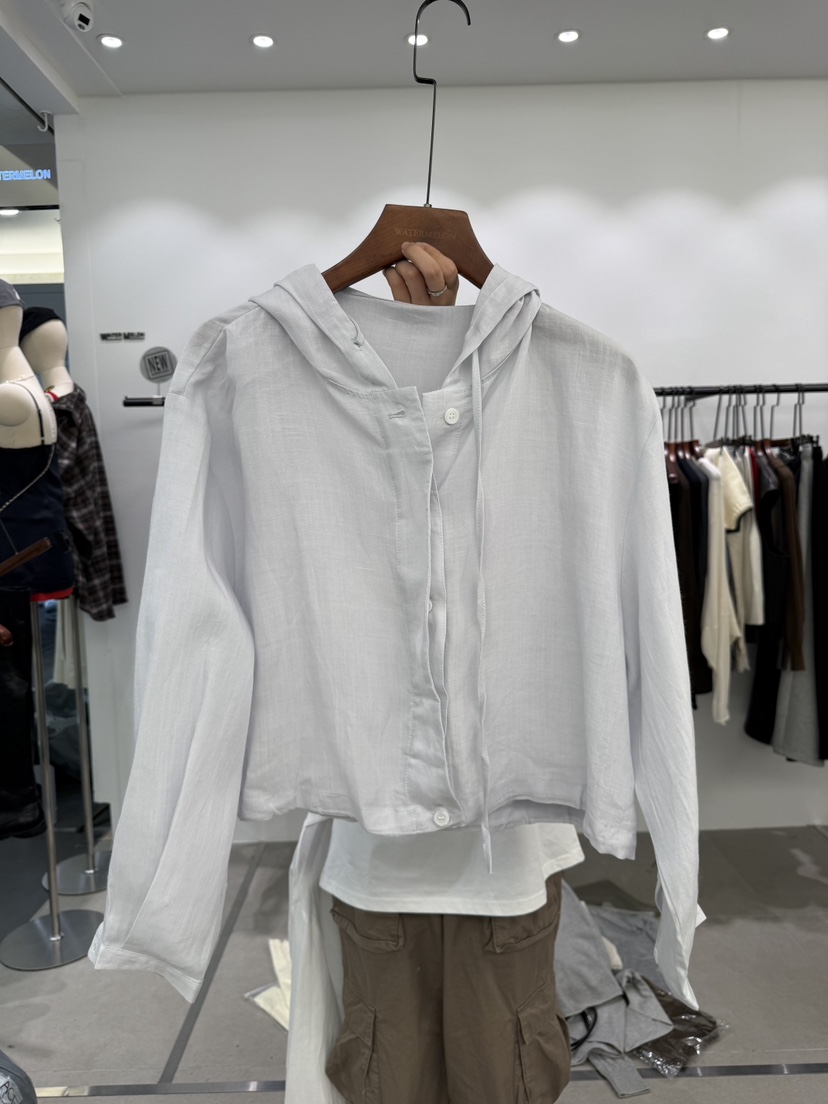 WATERMELON韓國直郵實拍女士新款推薦人氣夾克連帽衫亞麻WATER MELON夾克圖色2