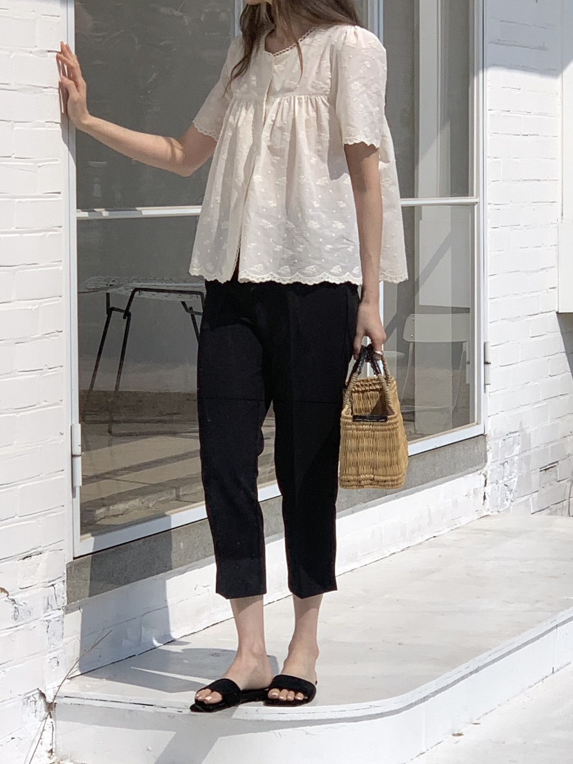 LONG PEAK韓國東大門直郵女士新款休閑人氣襯衫蕾絲衫刺繡LONG PEAK襯衫/蕾絲衫