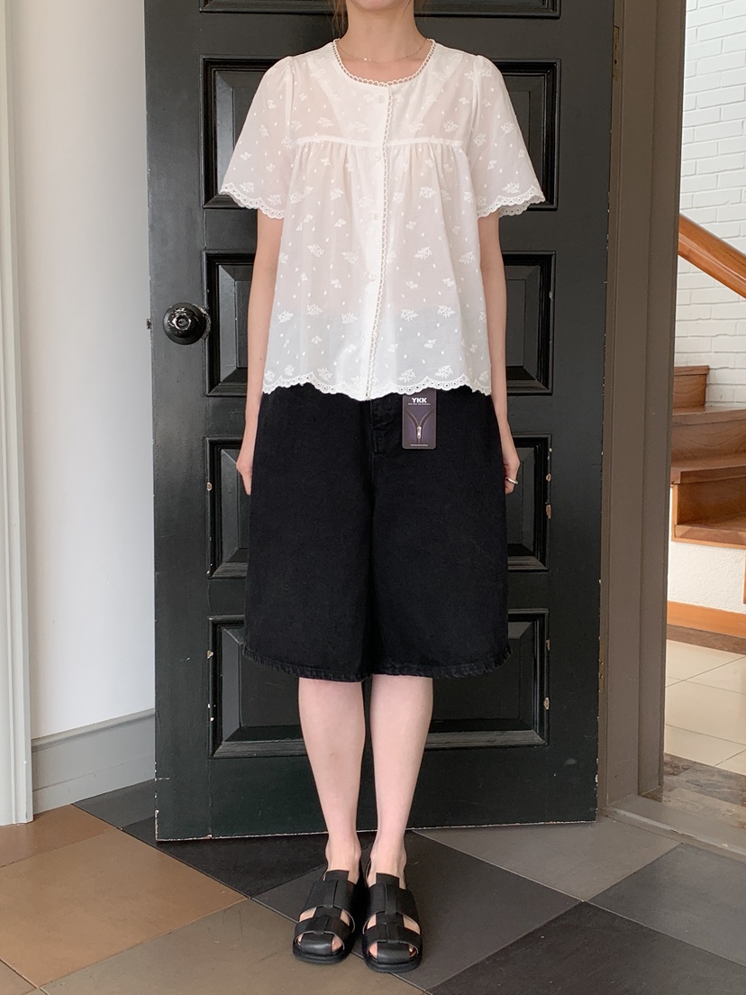 LONG PEAK韓國東大門直郵女士新款休閑人氣襯衫蕾絲衫刺繡LONG PEAK襯衫/蕾絲衫