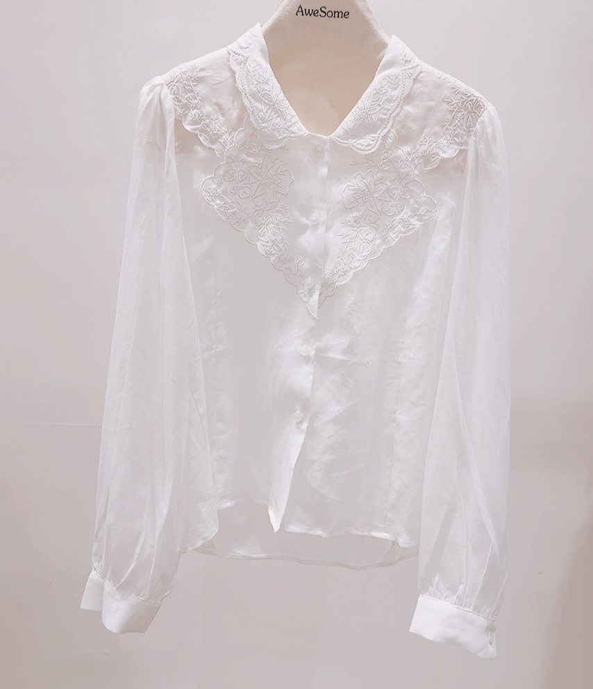 AWESOME-P韓國直郵實拍女裝新品職業襯衫蕾絲衫刺繡亞麻AWESOME-P襯衫/蕾絲衫圖色1