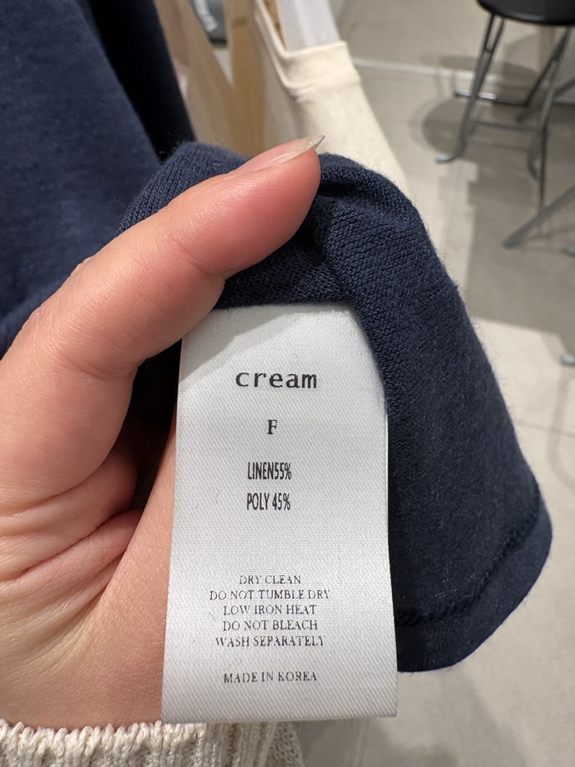 CREAM-P韓國東大門代購女裝新款推薦休閑人氣長袖T恤亞麻CREAM-P長袖T恤