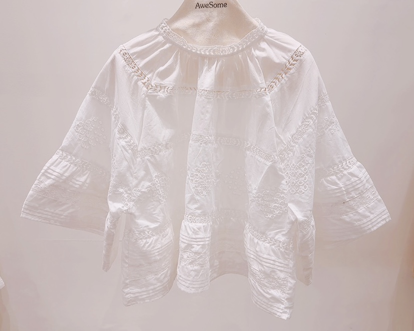 AWESOME-P韓國東大門代購女士新款熱賣時尚襯衫蕾絲衫棉質AWESOME-P襯衫/蕾絲衫圖色1