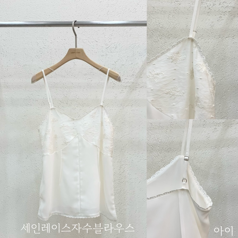 LIGHT AND SALT韓國東大門代購女裝新款人氣吊帶背心刺繡蕾絲LIGHT AND SALT吊帶/背心