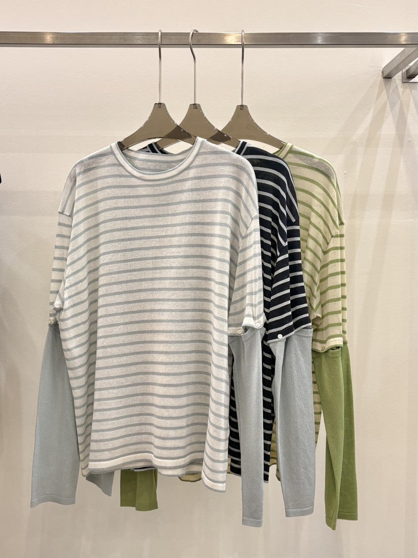 CICI韓國直郵實拍女裝新品熱賣休閑推薦職業人氣長袖T恤條紋Ci Ci長袖T恤