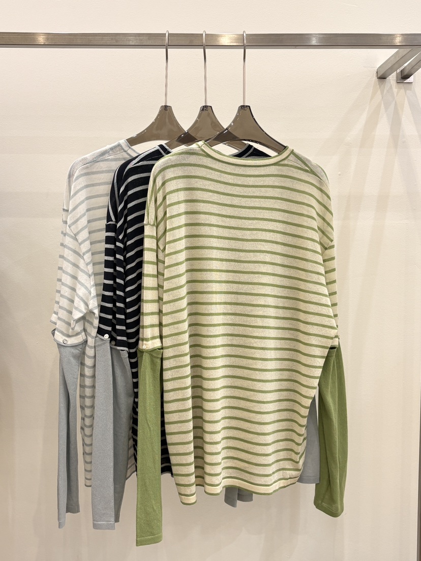 CICI韓國直郵實拍女裝新品熱賣休閑推薦職業人氣長袖T恤條紋Ci Ci長袖T恤