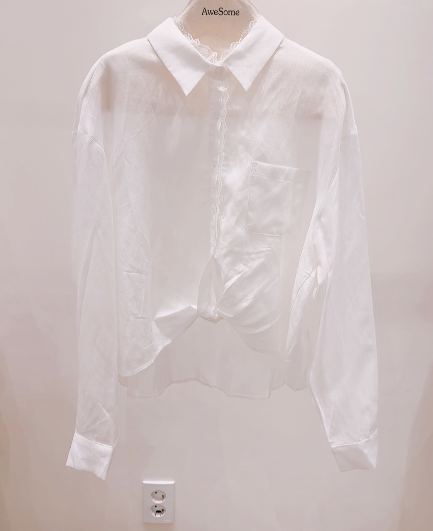 AWESOME-P韓國東大門代購女士新款休閑時尚襯衫蕾絲衫亞麻AWESOME-P襯衫/蕾絲衫圖色1