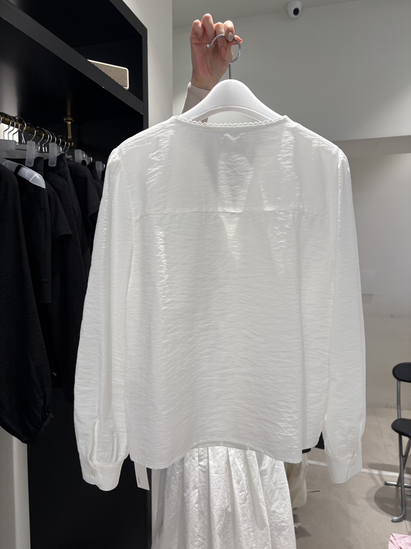 CREAM-P韓國東大門直郵女士新品26春夏人氣襯衫蕾絲衫褶裥CREAM-P襯衫/蕾絲衫