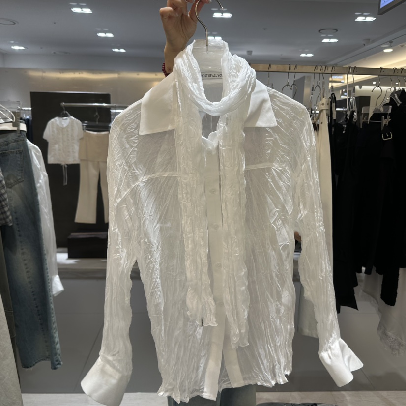 MOST OF ALL U韓國東大門代購女士新品職業圍巾披肩雪紡褶皺圍巾MOST OF ALL U圍巾/披肩圖色1