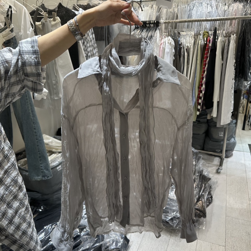 MOST OF ALL U韓國東大門代購女士新品職業圍巾披肩雪紡褶皺圍巾MOST OF ALL U圍巾/披肩圖色3