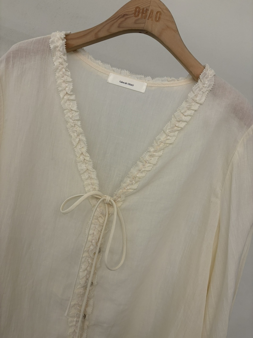 OHAO韓國代購女裝新款休閑時尚26春夏人氣推薦襯衫蕾絲衫OHAO/HA MONG襯衫/蕾絲衫