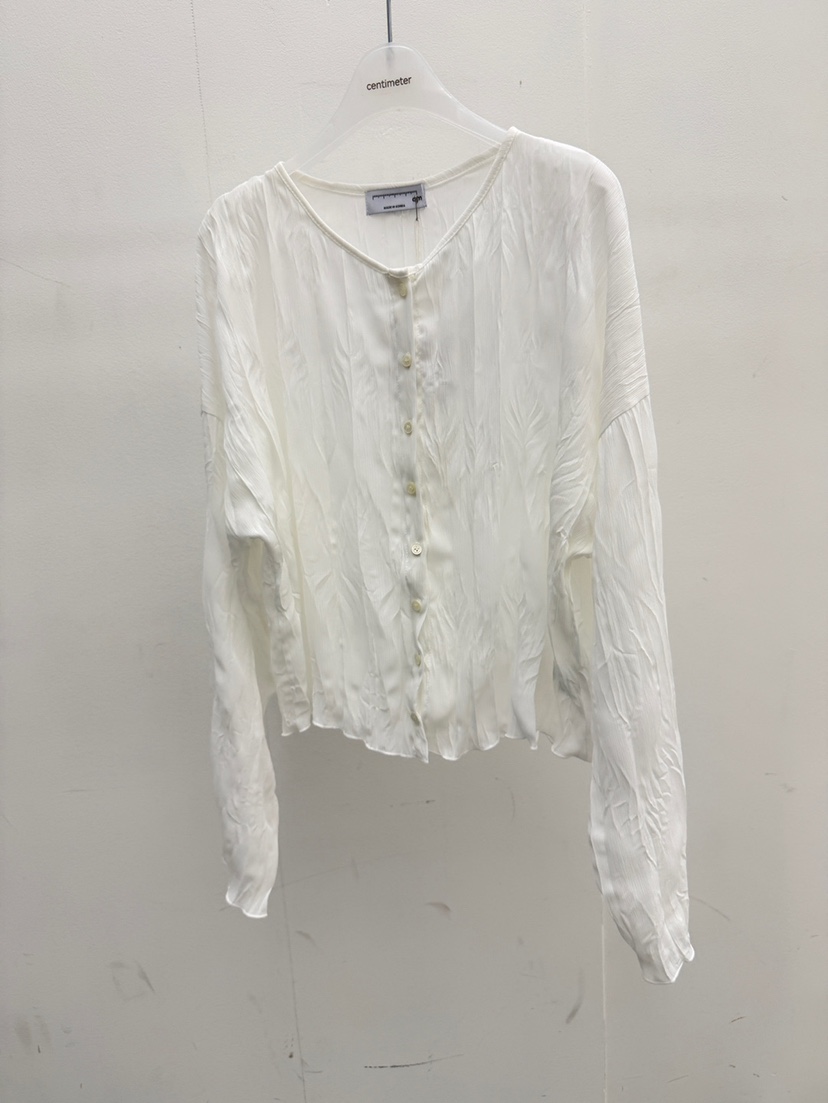 CM韓國東大門代購女士新款熱賣人氣時尚襯衫蕾絲衫雪紡褶裥CM_centimeter襯衫/蕾絲衫圖色1