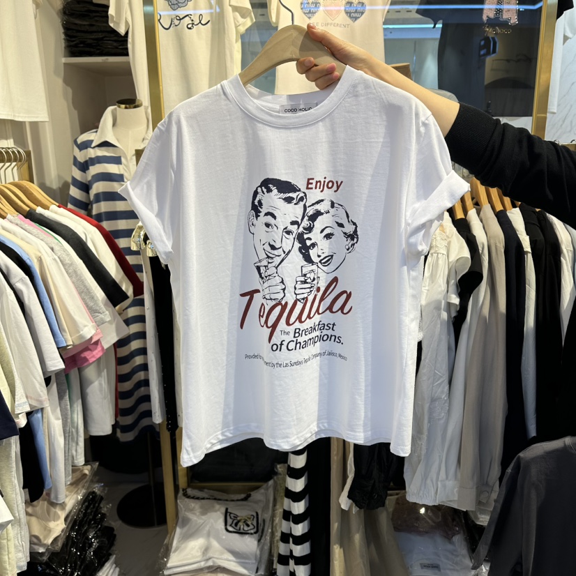 COCO HOLIC韓國直郵實拍女裝新品時尚推薦職業熱賣休閑T恤COCO HOLICT恤圖色1