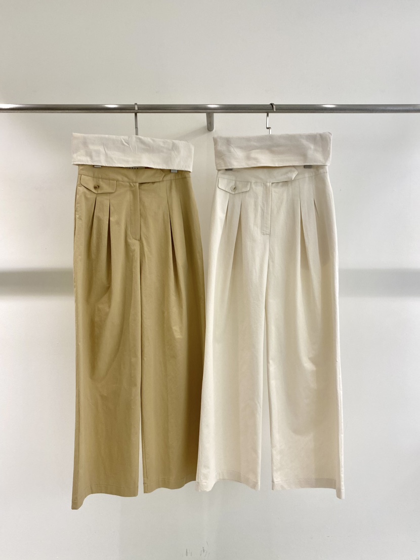 1968韓國直郵女士新品職業熱賣休閑人氣26春夏休閑褲口袋褶裥1968/YEOUYA休閑褲