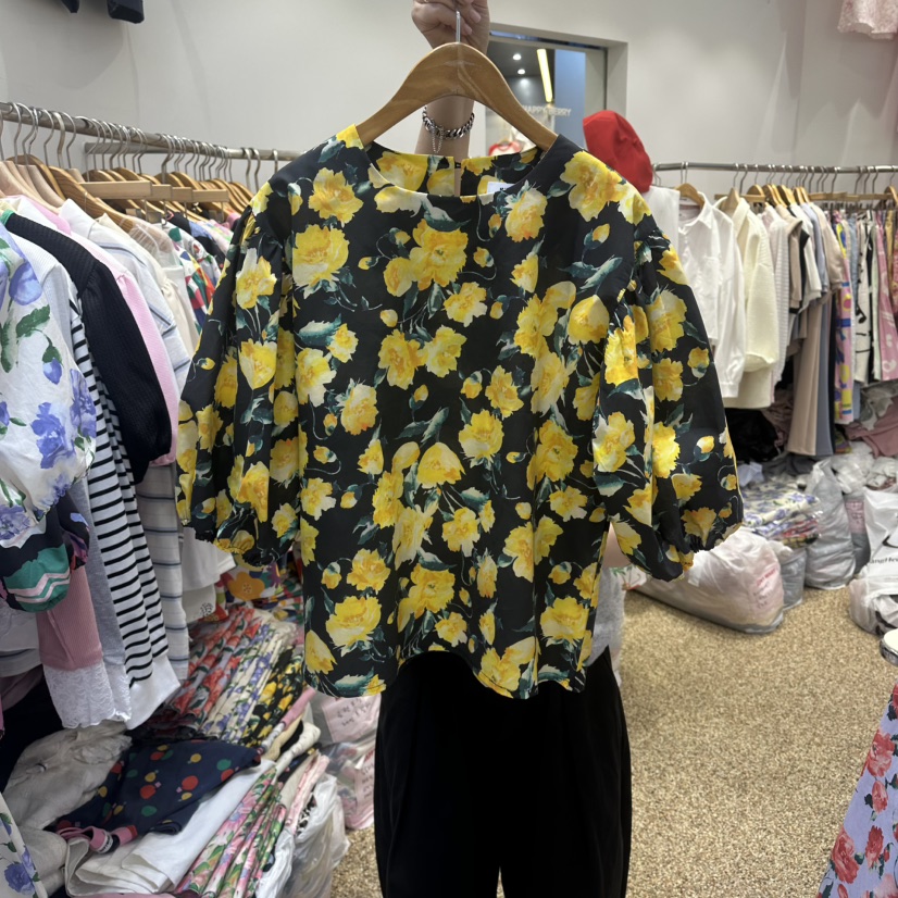 HAPPYBERRY韓國東大門代購女士新品時尚襯衫蕾絲衫不含項鏈花朵HAPPYBERRY襯衫/蕾絲衫圖色3