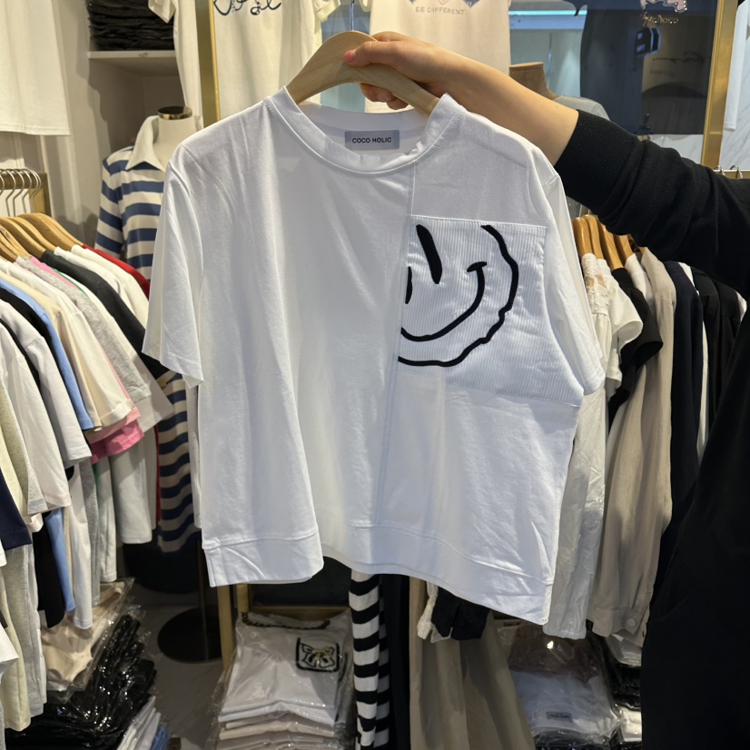 COCO HOLIC韓國代購女士新品時尚推薦職業熱賣T恤插肩袖COCO HOLICT恤圖色1