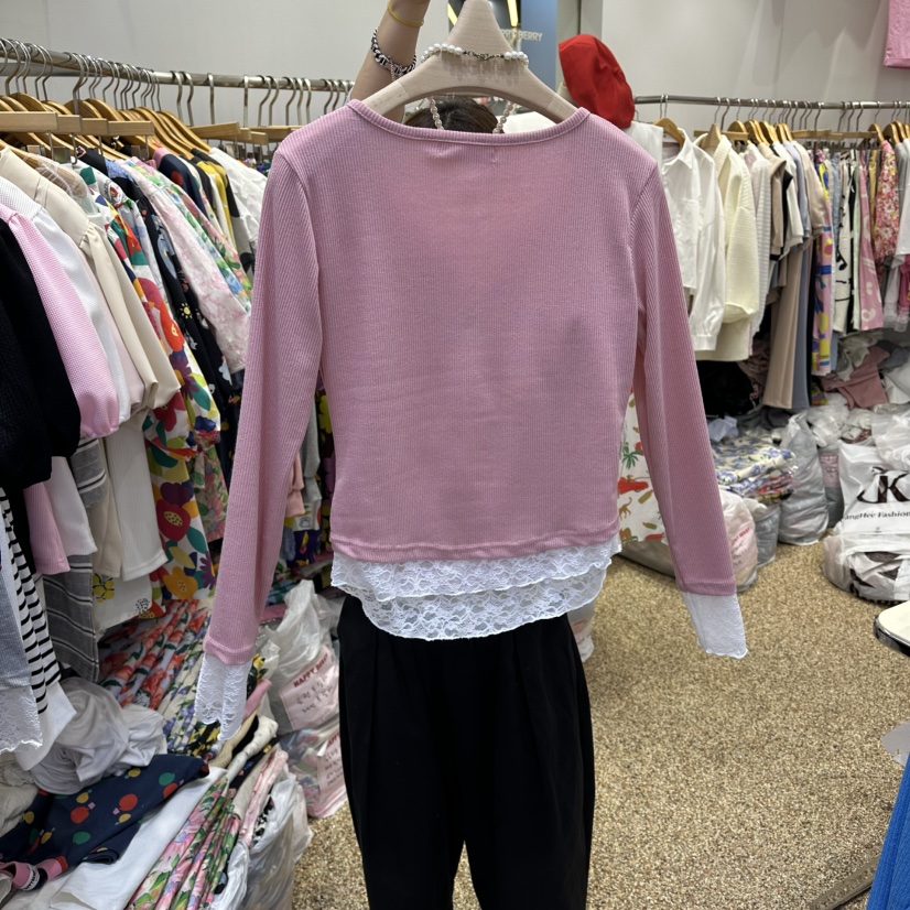 HAPPYBERRY韓國直郵女裝新款26春夏休閑推薦長袖T恤假兩件HAPPYBERRY長袖T恤