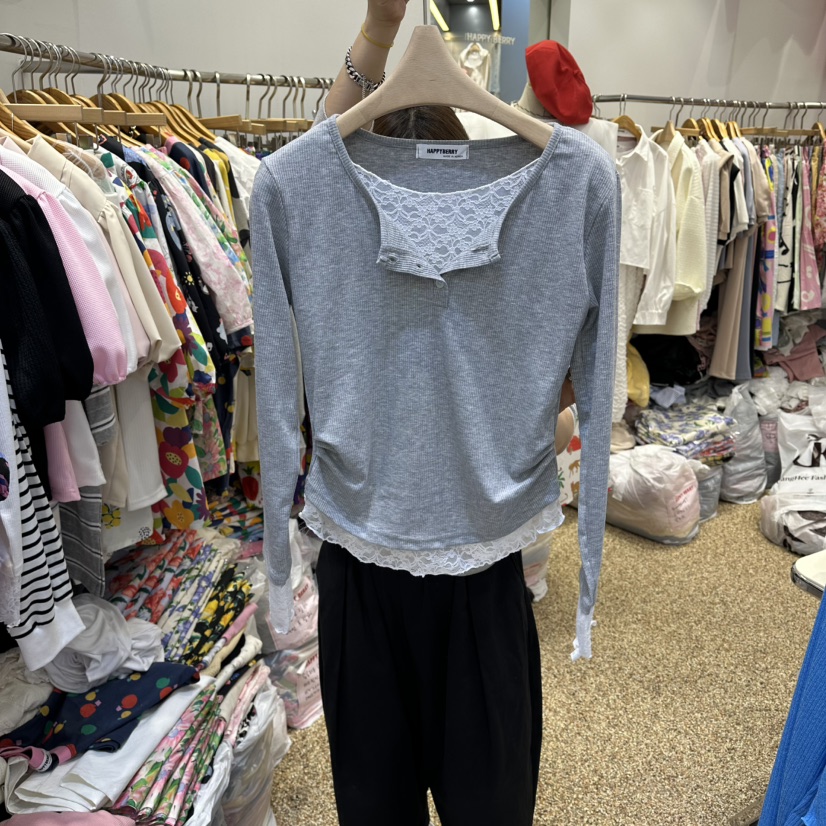 HAPPYBERRY韓國直郵女裝新款26春夏休閑推薦長袖T恤假兩件HAPPYBERRY長袖T恤圖色2