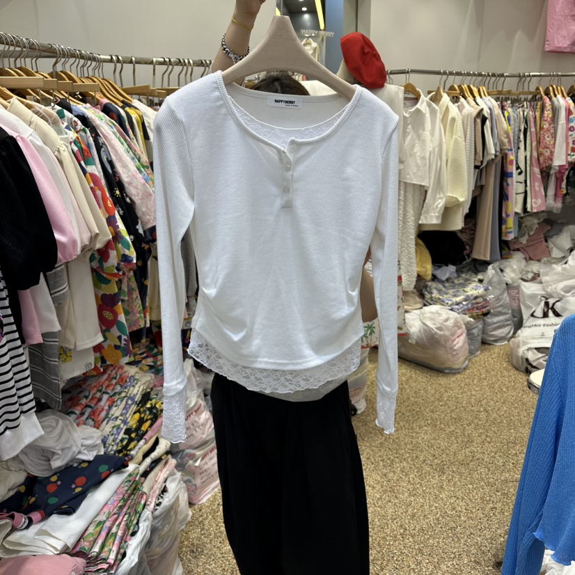 HAPPYBERRY韓國直郵女裝新款26春夏休閑推薦長袖T恤假兩件HAPPYBERRY長袖T恤圖色3