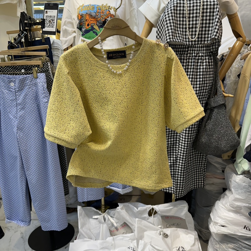 BUTTU/10 OCLOCK韓國直郵女裝新品休閑T恤不含項鏈泡泡袖BUTTU/10 OCLOCKT恤圖色3