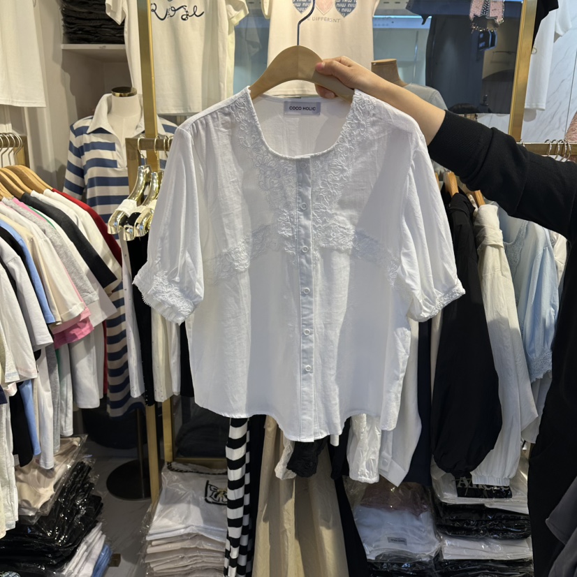 COCO HOLIC韓國直郵實拍女士新品職業時尚襯衫蕾絲衫蕾絲COCO HOLIC襯衫/蕾絲衫圖色2