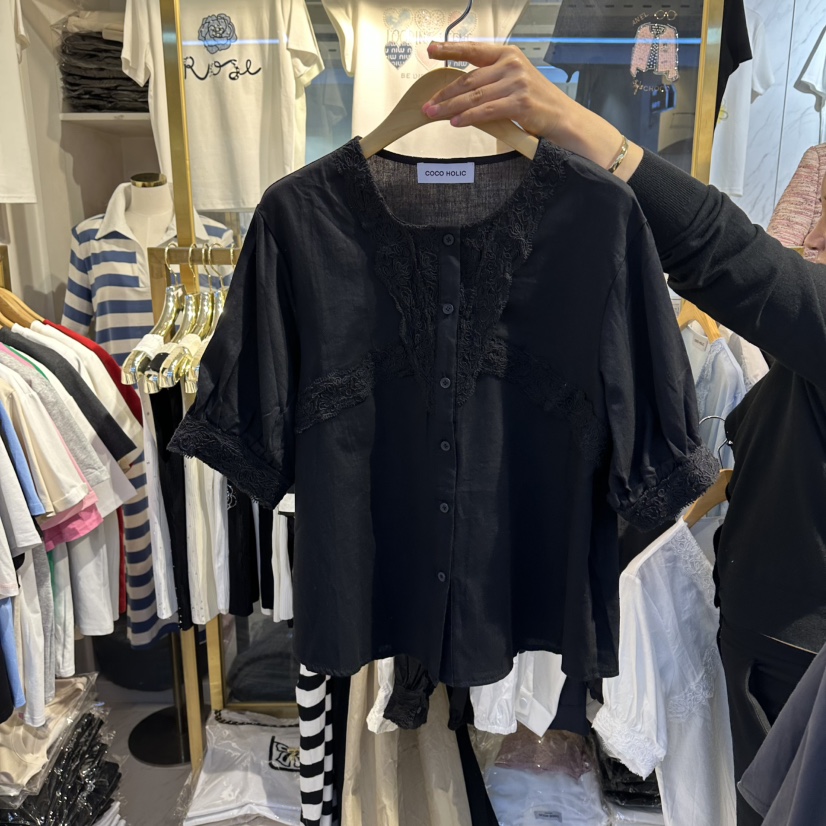 COCO HOLIC韓國直郵實拍女士新品職業時尚襯衫蕾絲衫蕾絲COCO HOLIC襯衫/蕾絲衫圖色3