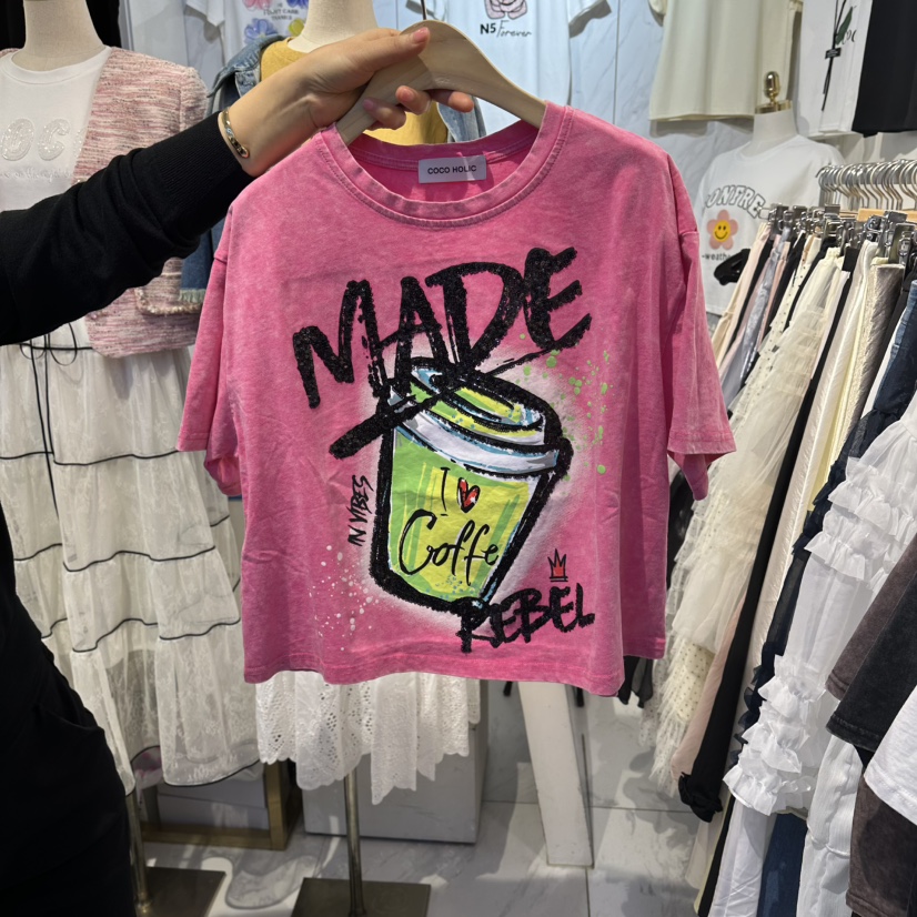 COCO HOLIC韓國代購女士新品職業推薦熱賣時尚休閑人氣T恤COCO HOLICT恤圖色4