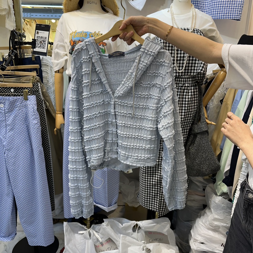 BUTTU/10 OCLOCK韓國代購女士新品人氣夾克荷葉邊連帽衫拉鏈BUTTU/10 OCLOCK夾克圖色1